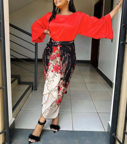 Fashionable strap-printed dress