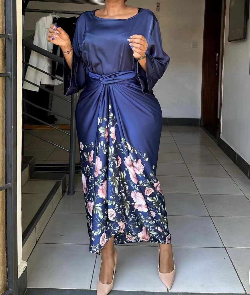 Fashionable strap-printed dress