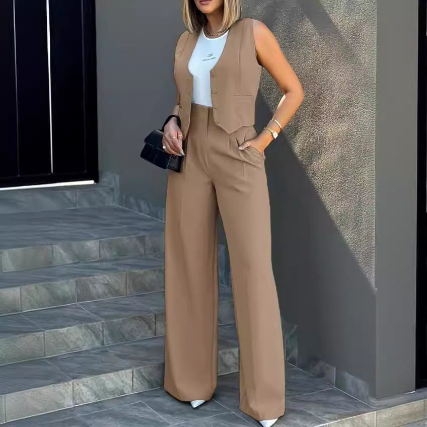 Fashionable suit vest waistcoat wide-leg pants