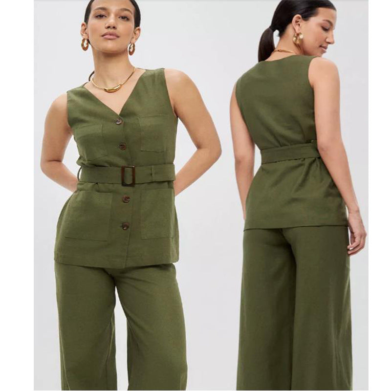 Fashionable vest and long pants