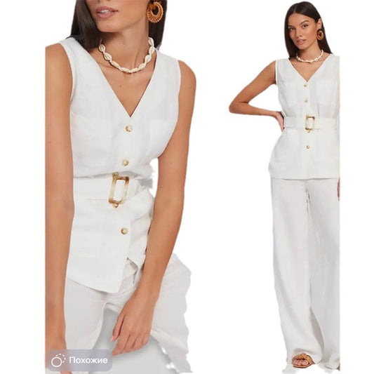 Fashionable vest and long pants