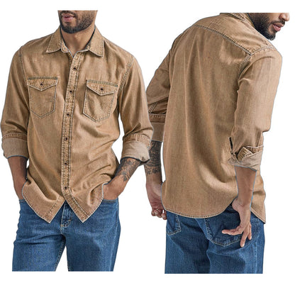 Faux Denim Mens Cardigan Shirt