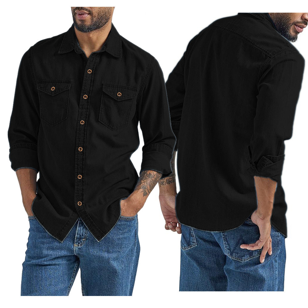 Faux Denim Mens Cardigan Shirt