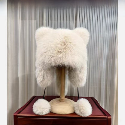 Faux Fox Fur Cat Ear Winter Hat