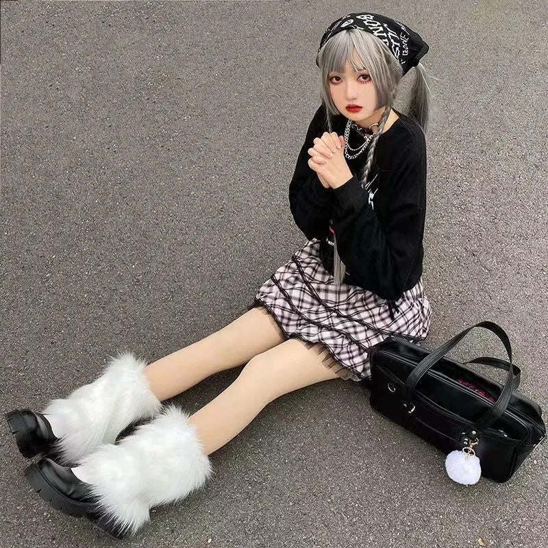 Faux Fur Leg Warmers Fleece-Lined Thickened Mid-Tube Socks