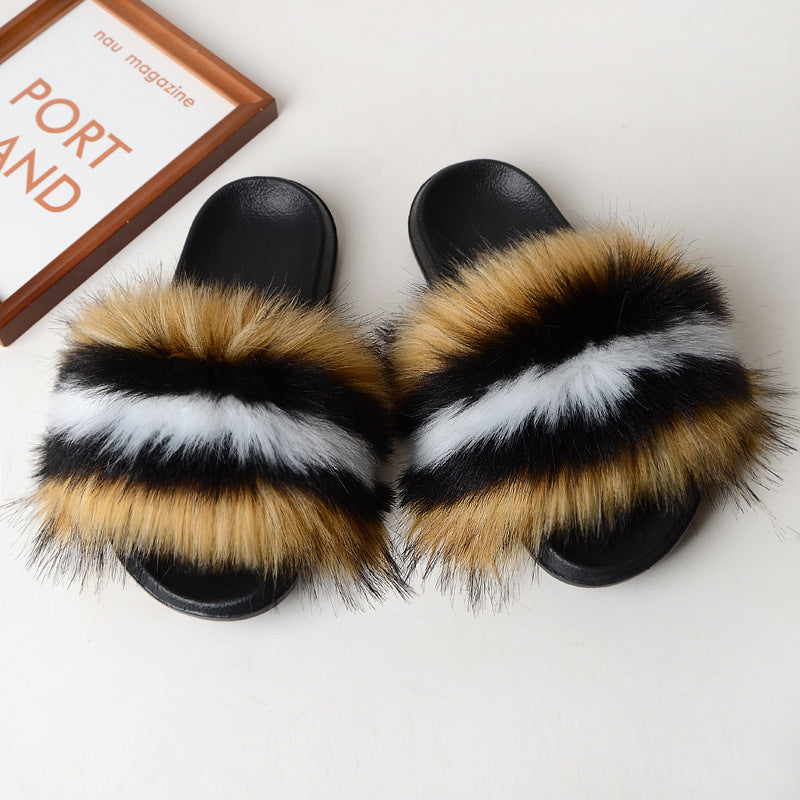 Faux fur sandals