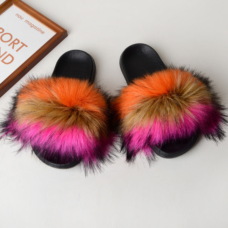 Faux fur sandals
