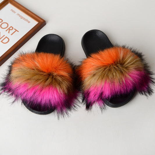 Faux fur sandals