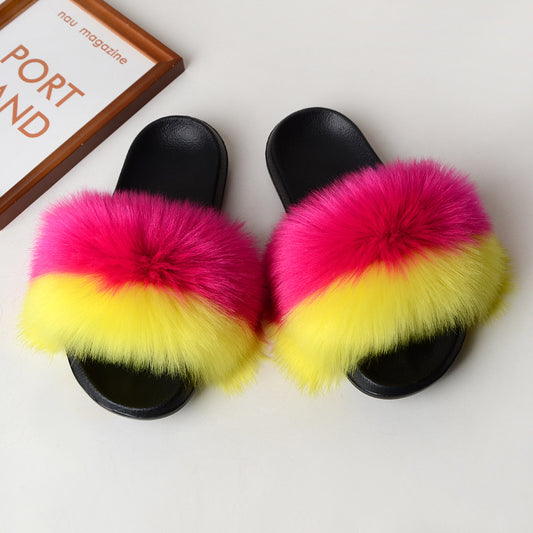 Faux fur sandals