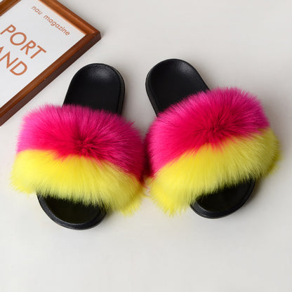 Faux fur sandals