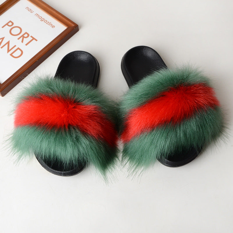 Faux fur sandals