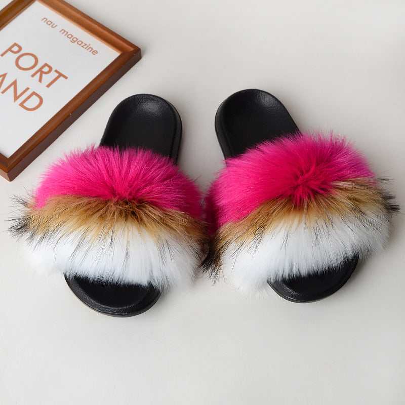 Faux fur sandals