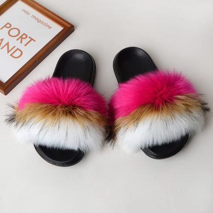 Faux fur sandals