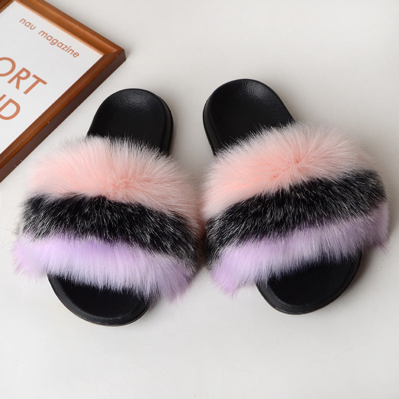 Faux fur sandals