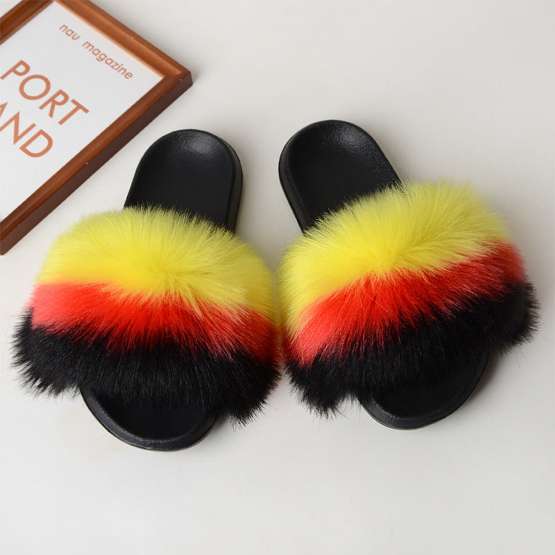 Faux fur sandals