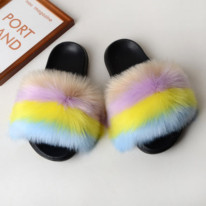Faux fur sandals