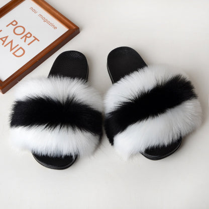 Faux fur sandals