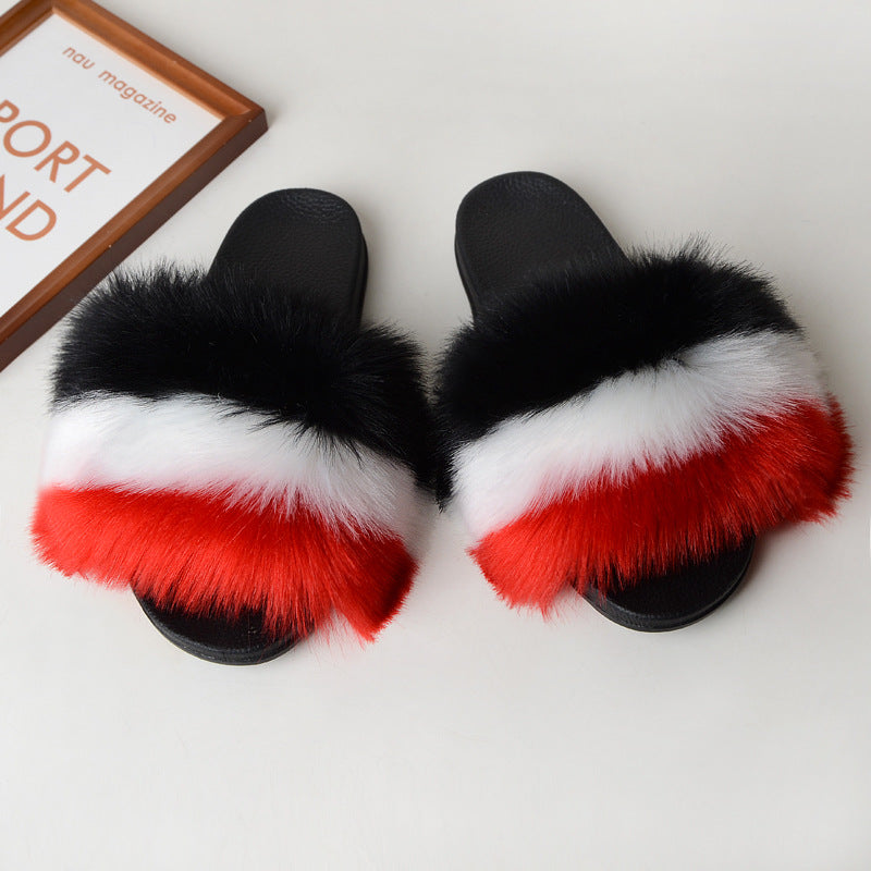 Faux fur sandals