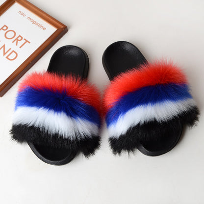 Faux fur sandals