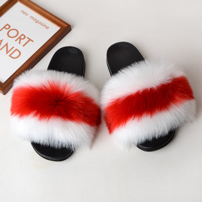 Faux fur sandals