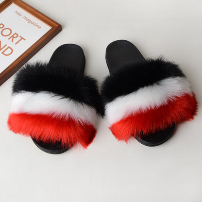 Faux fur sandals
