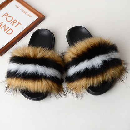 Faux fur sandals