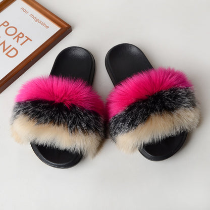 Faux fur sandals