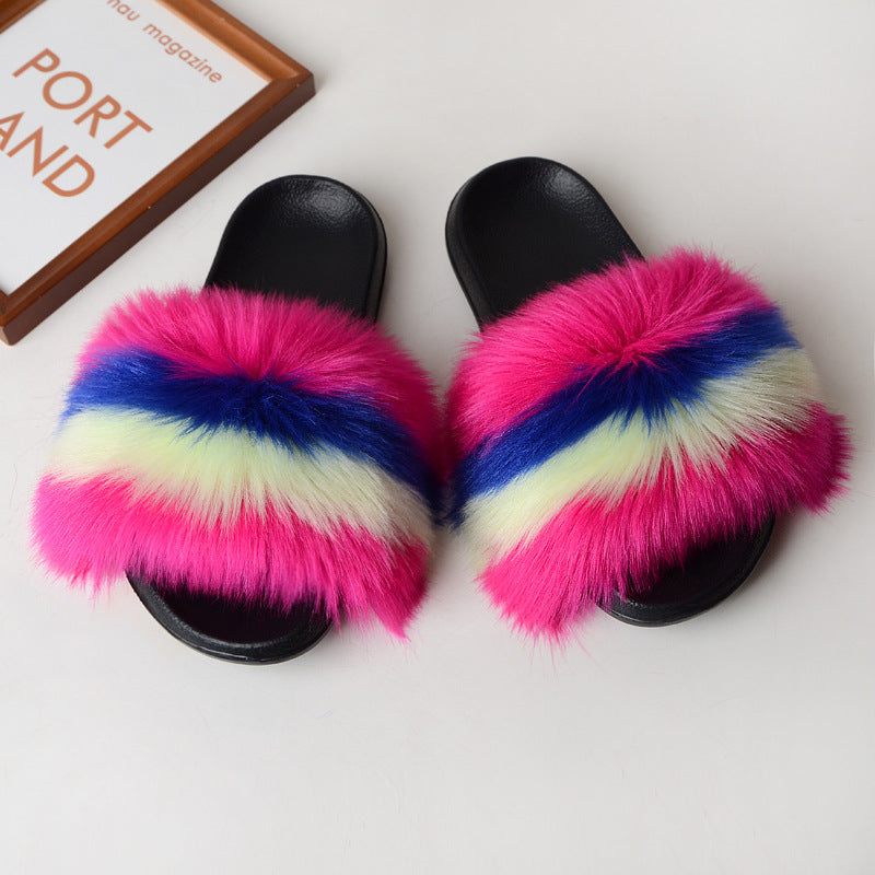 Faux fur sandals