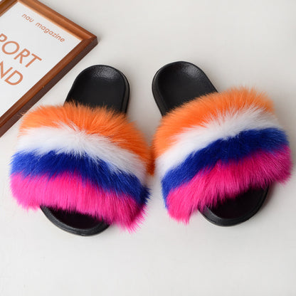 Faux fur sandals