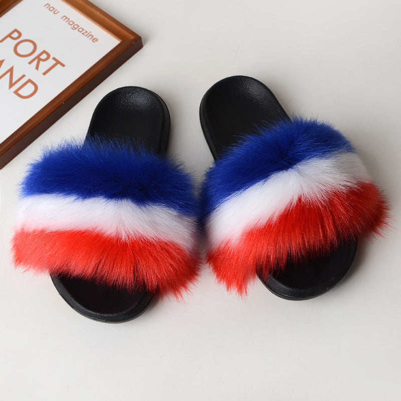 Faux fur sandals