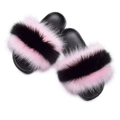 Faux fur sandals