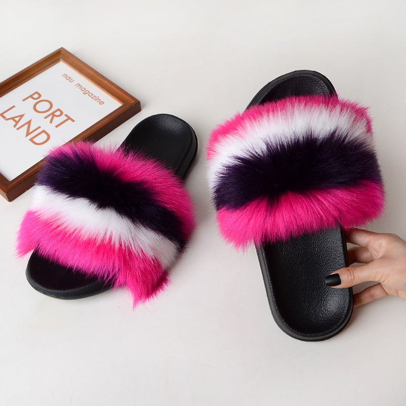 Faux fur sandals