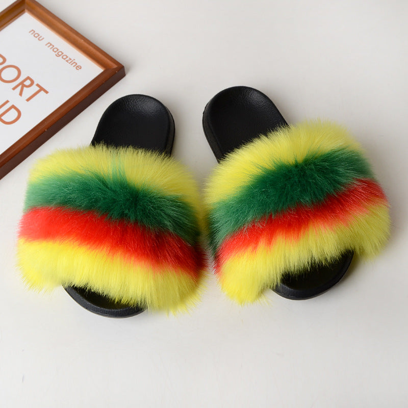 Faux fur sandals