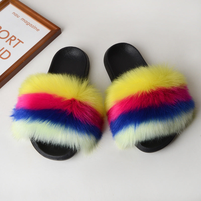 Faux fur sandals