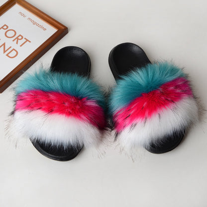 Faux fur sandals