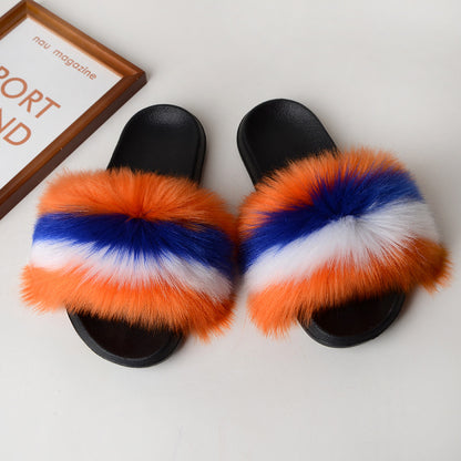 Faux fur sandals