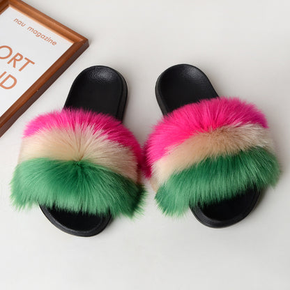 Faux fur sandals