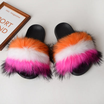 Faux fur sandals