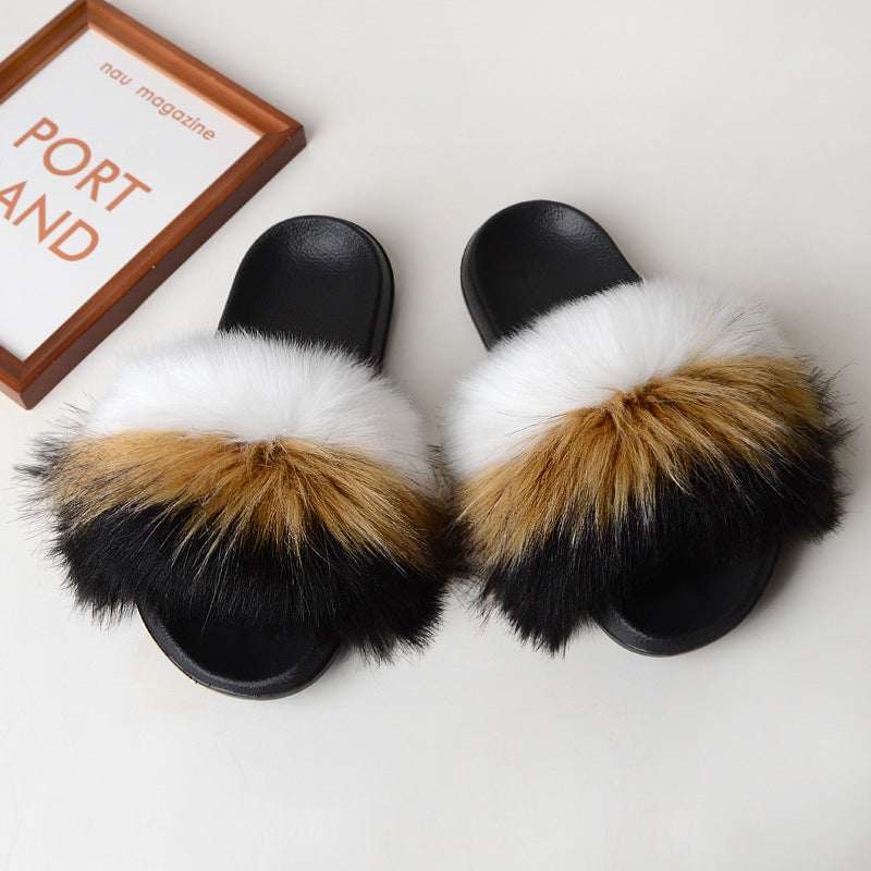 Faux fur sandals