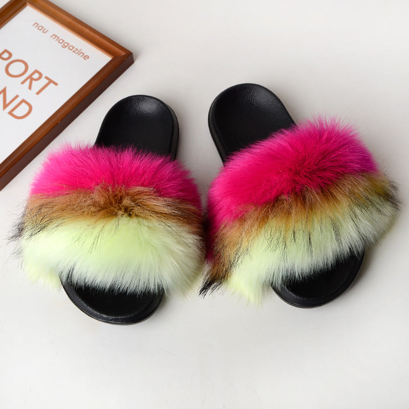 Faux fur sandals