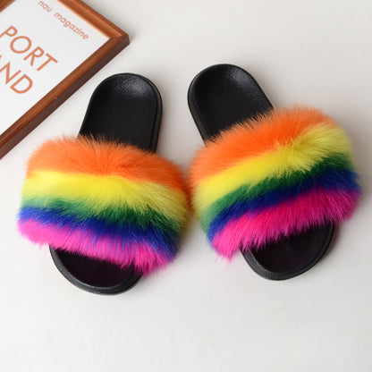 Faux fur sandals