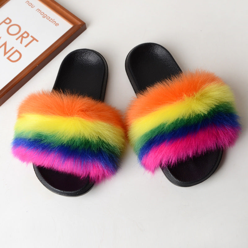 Faux fur sandals
