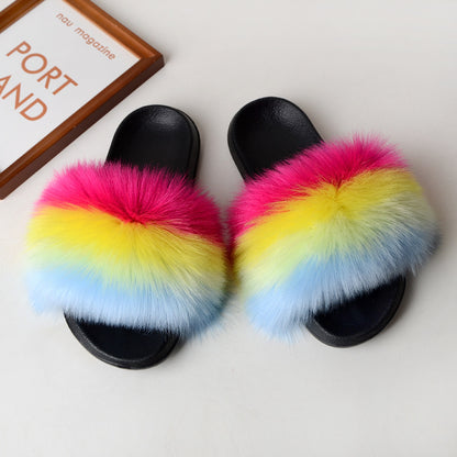 Faux fur sandals
