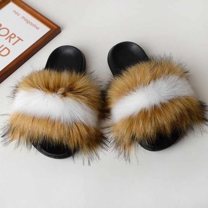 Faux fur sandals