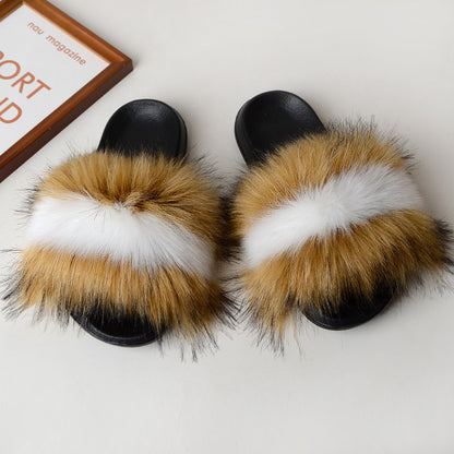 Faux fur sandals