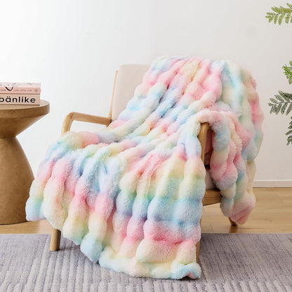 Faux Rabbit Fur Flannel Blanket