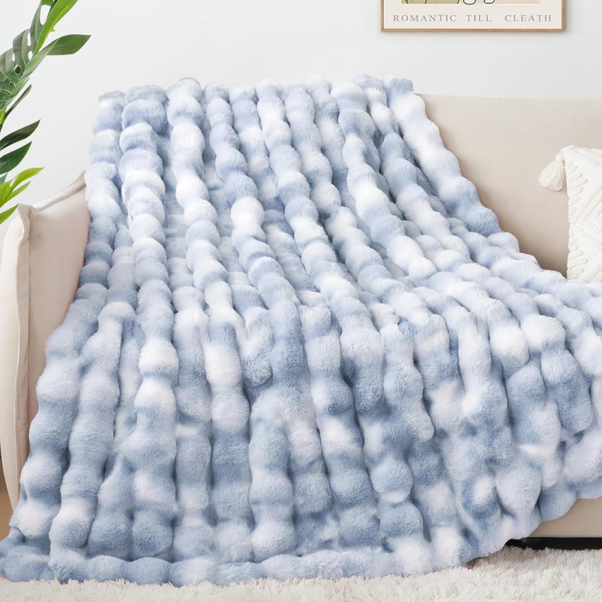 Faux Rabbit Fur Flannel Blanket