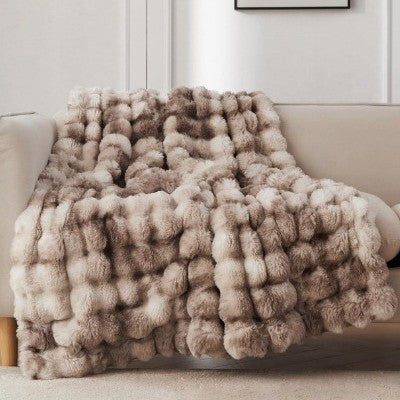 Faux Rabbit Fur Flannel Blanket
