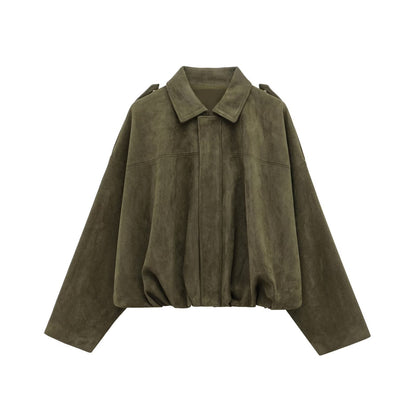 Faux Suede Bomber Jacket