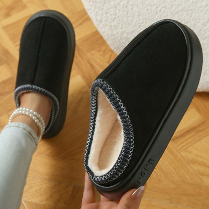 Faux Suede Home Slippers Warm Cotton Lined Non-Slip